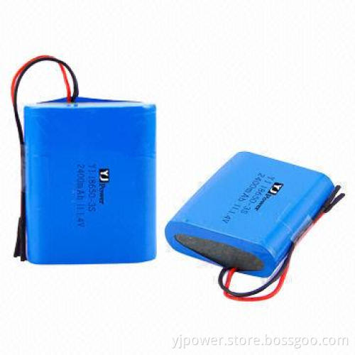 12V 2,400mAh 18650 Battery Pack, 18.5 x 54.6 x 67mm